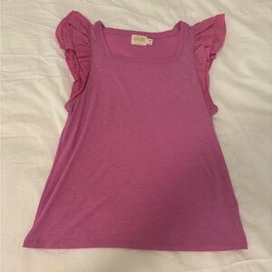 Nation Pink Ruffle Sleeve Top
